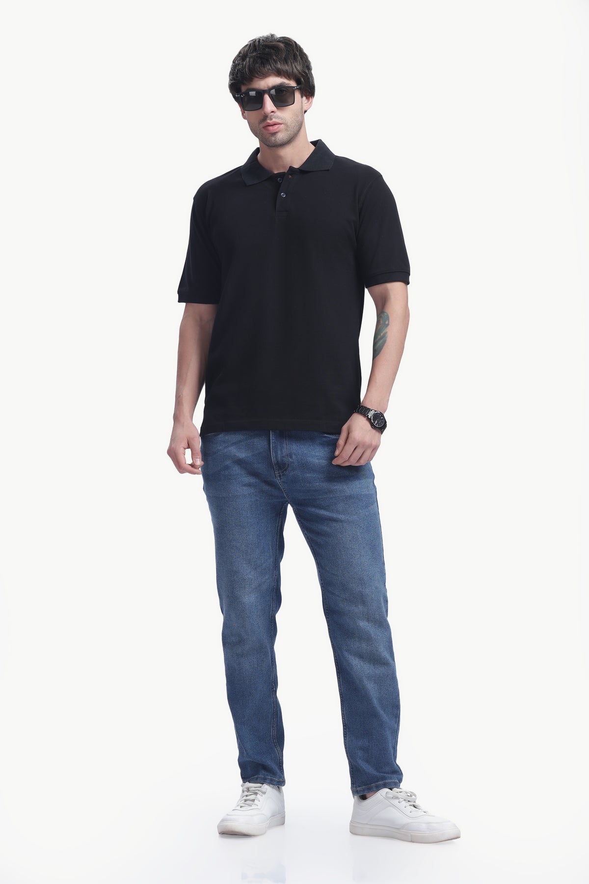 Premium Polo T-Shirt 220 GSM Cotton  Regular Fit  Polo Collar - BLACK