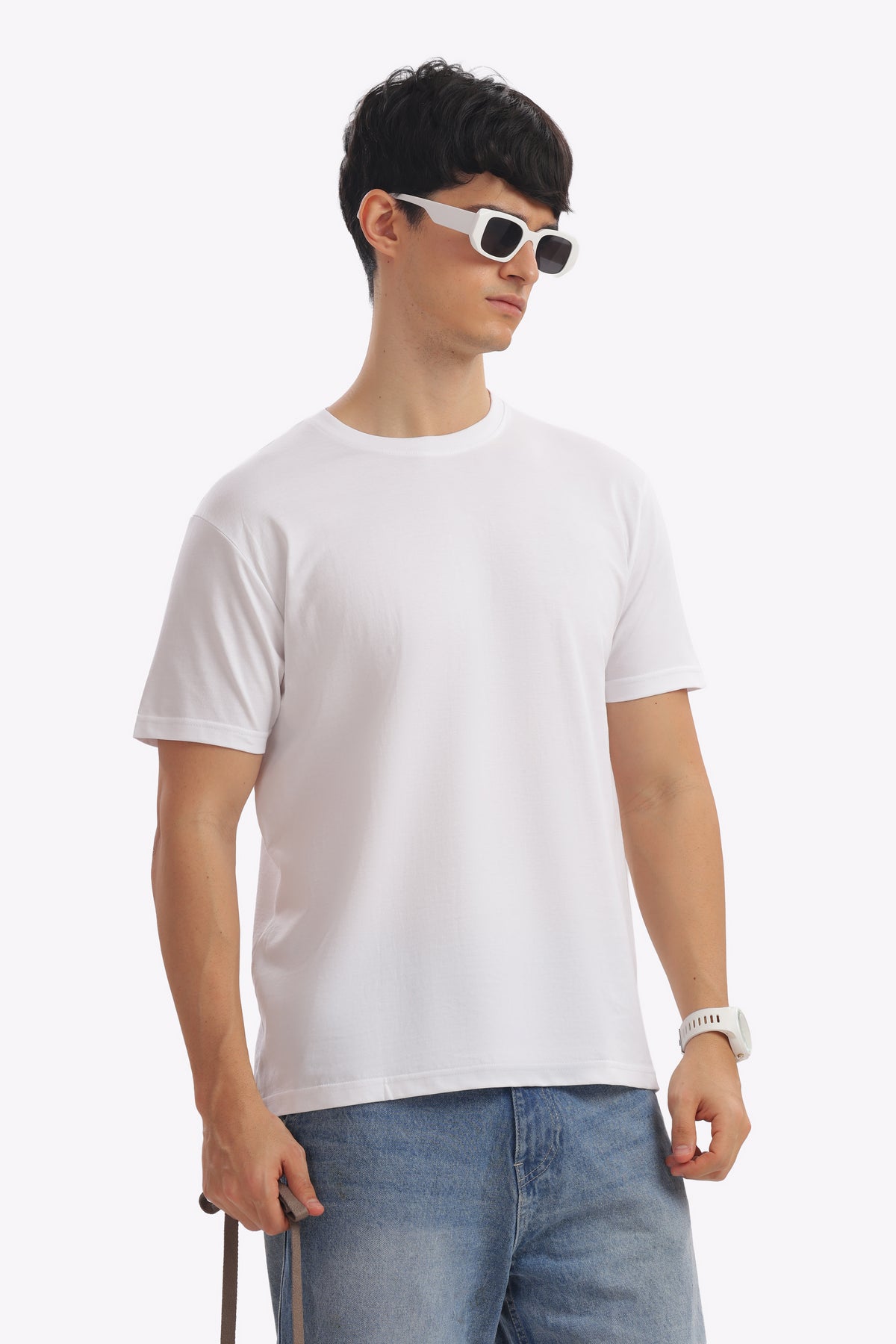 Plain Half Sleeve T-Shirt (White)