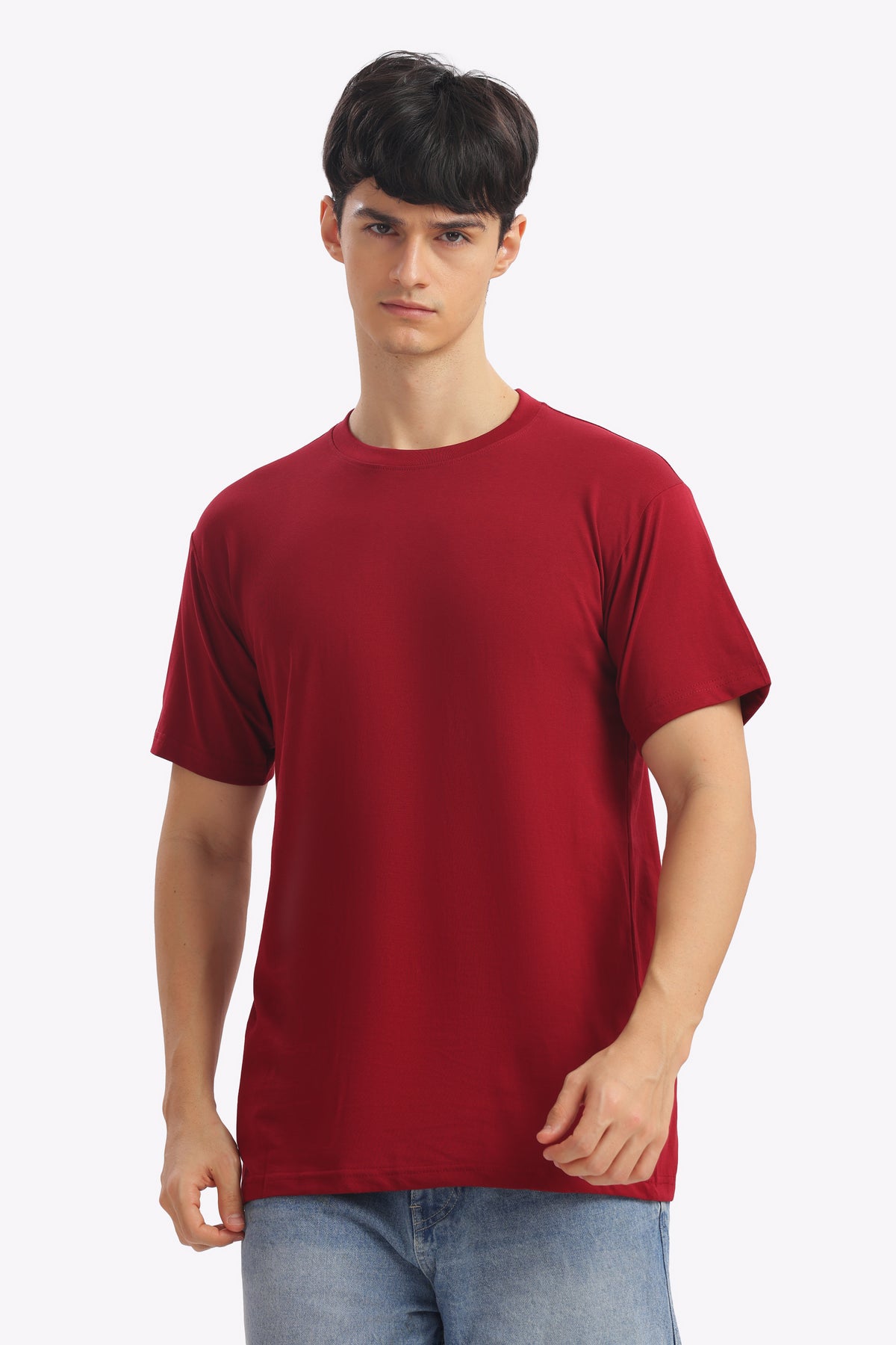 Plain Half Sleeve T-Shirt (Marron)