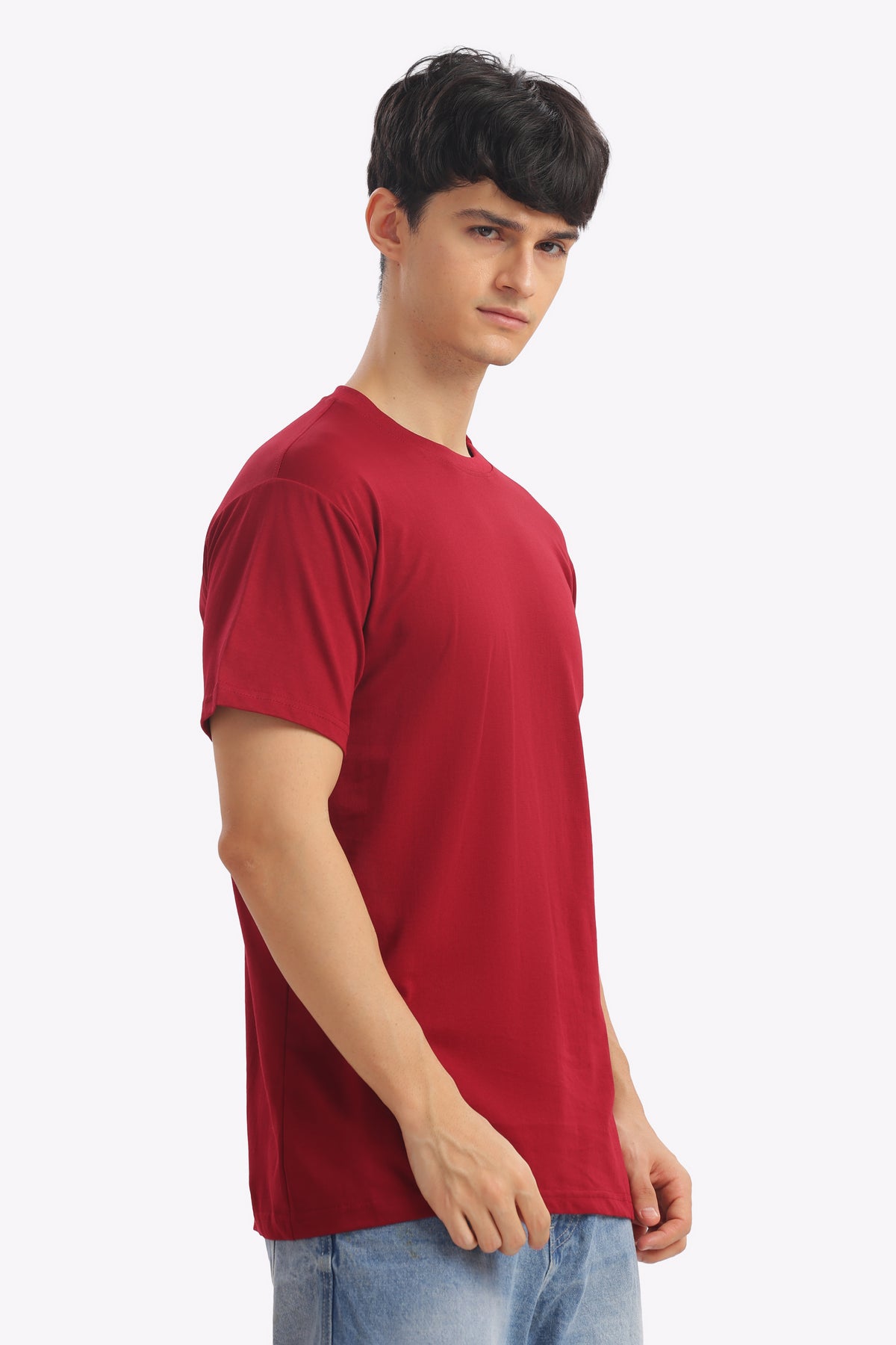 Plain Half Sleeve T-Shirt (Marron)