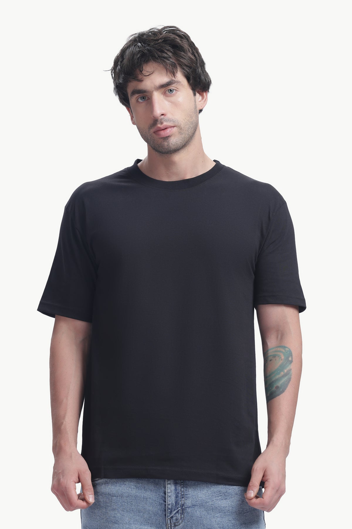 Plain Half Sleeve T-Shirt (Black)