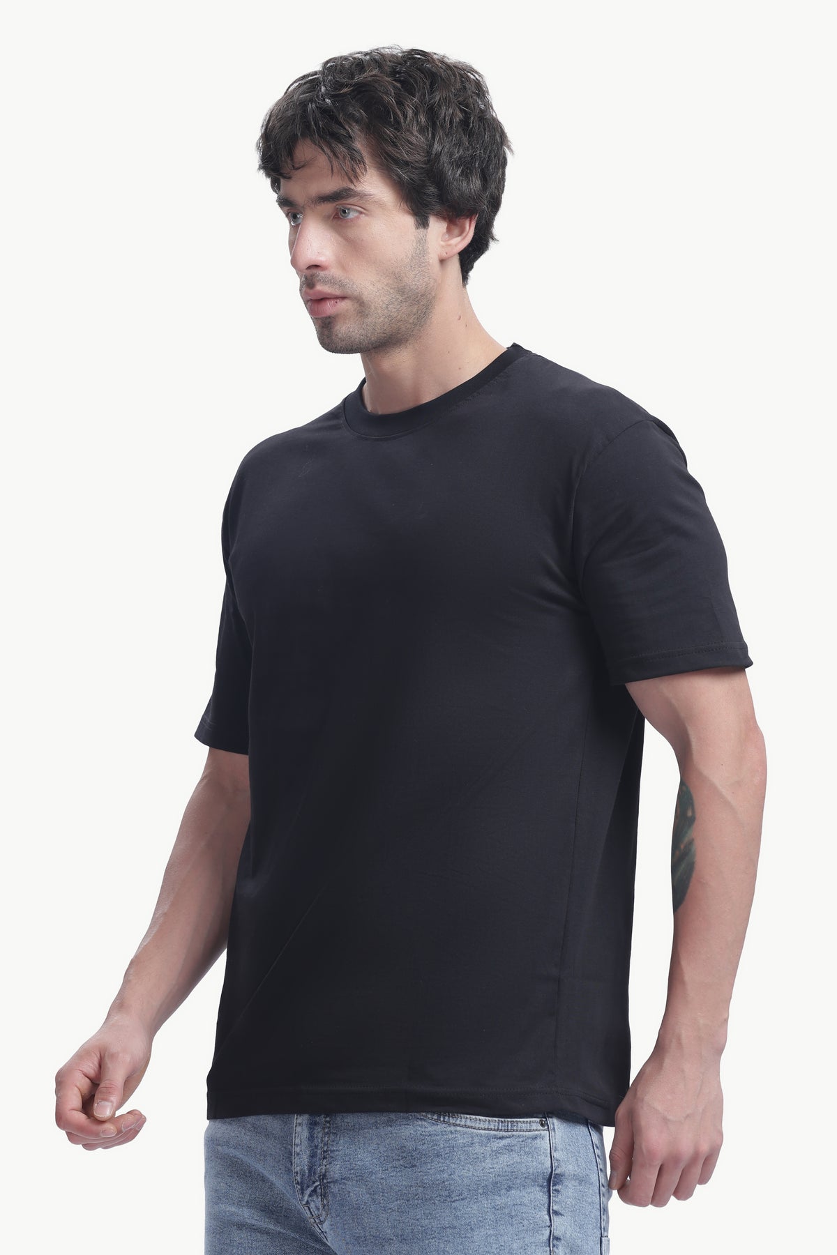 Plain Half Sleeve T-Shirt (Black)