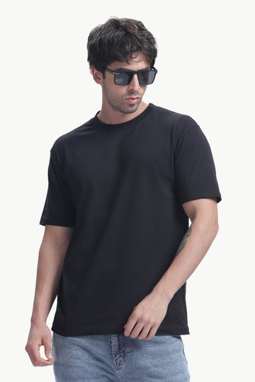 Plain Half Sleeve T-Shirt (Black)