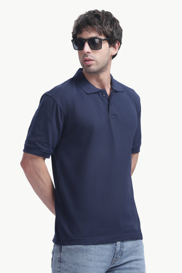 Premium Polo T-Shirt 220 GSM Cotton  Regular Fit  Polo Collar - NAVY