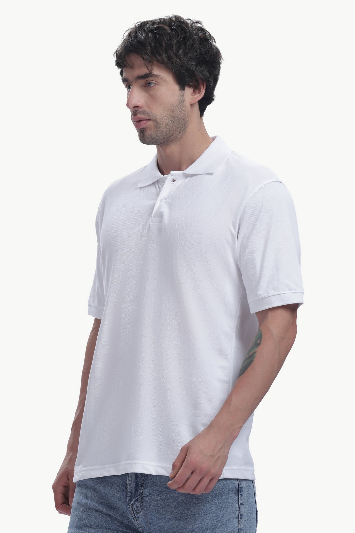 Premium Polo T-Shirt 220 GSM Cotton  Regular Fit  Polo Collar - WHITE