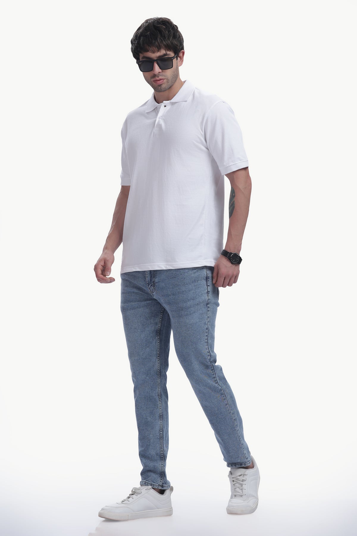 Premium Polo T-Shirt 220 GSM Cotton  Regular Fit  Polo Collar - WHITE