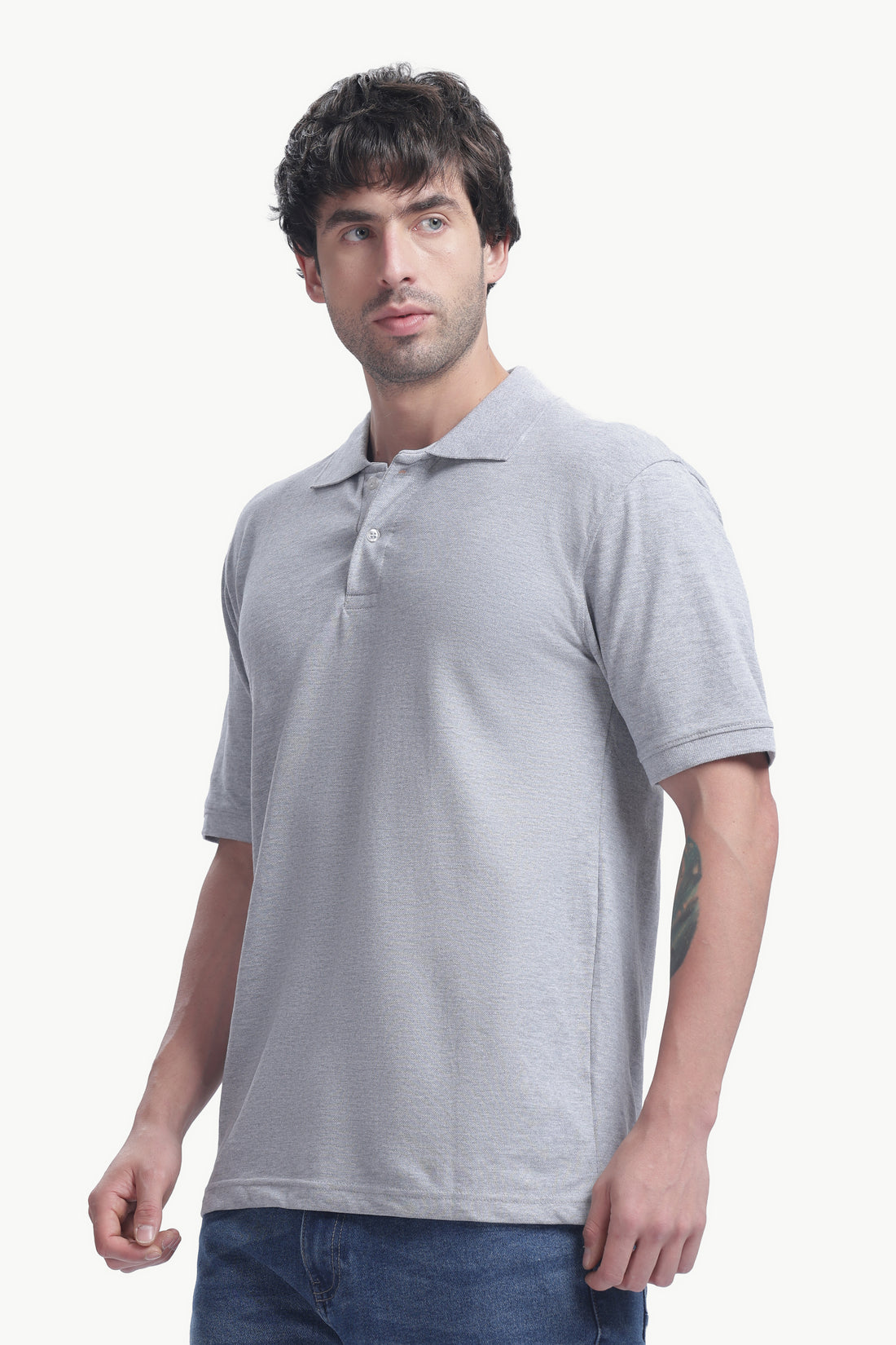 Premium Polo T-Shirt 220 GSM Cotton  Regular Fit  Polo Collar - GRAY MELANAGE