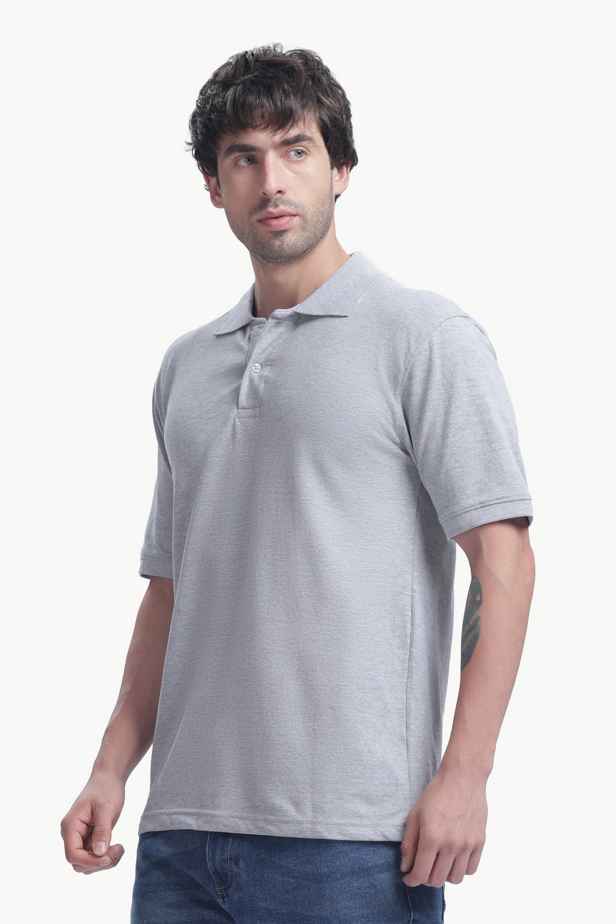 Premium Polo T-Shirt 220 GSM Cotton  Regular Fit  Polo Collar - GRAY MELANAGE
