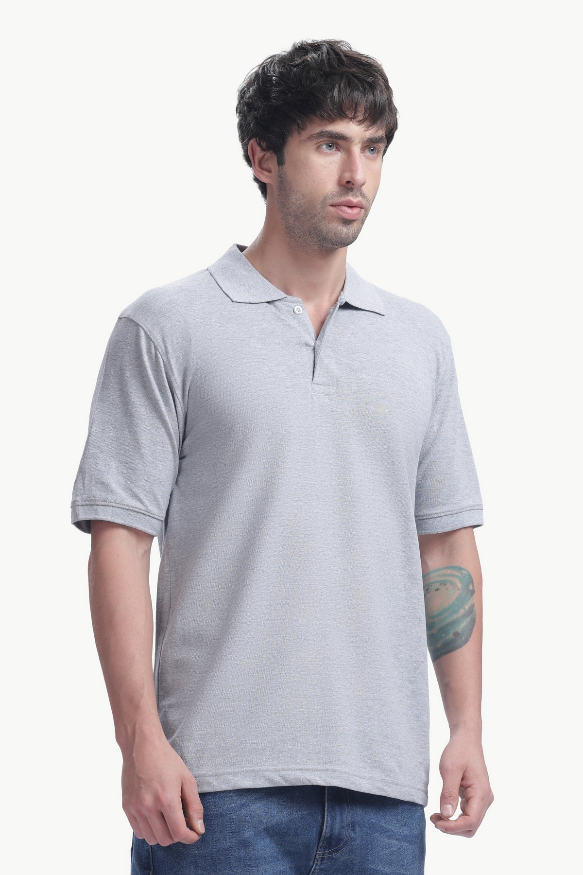 Premium Polo T-Shirt 220 GSM Cotton  Regular Fit  Polo Collar - GRAY MELANAGE