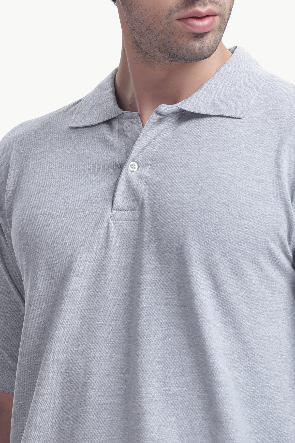 Premium Polo T-Shirt 220 GSM Cotton  Regular Fit  Polo Collar - GRAY MELANAGE