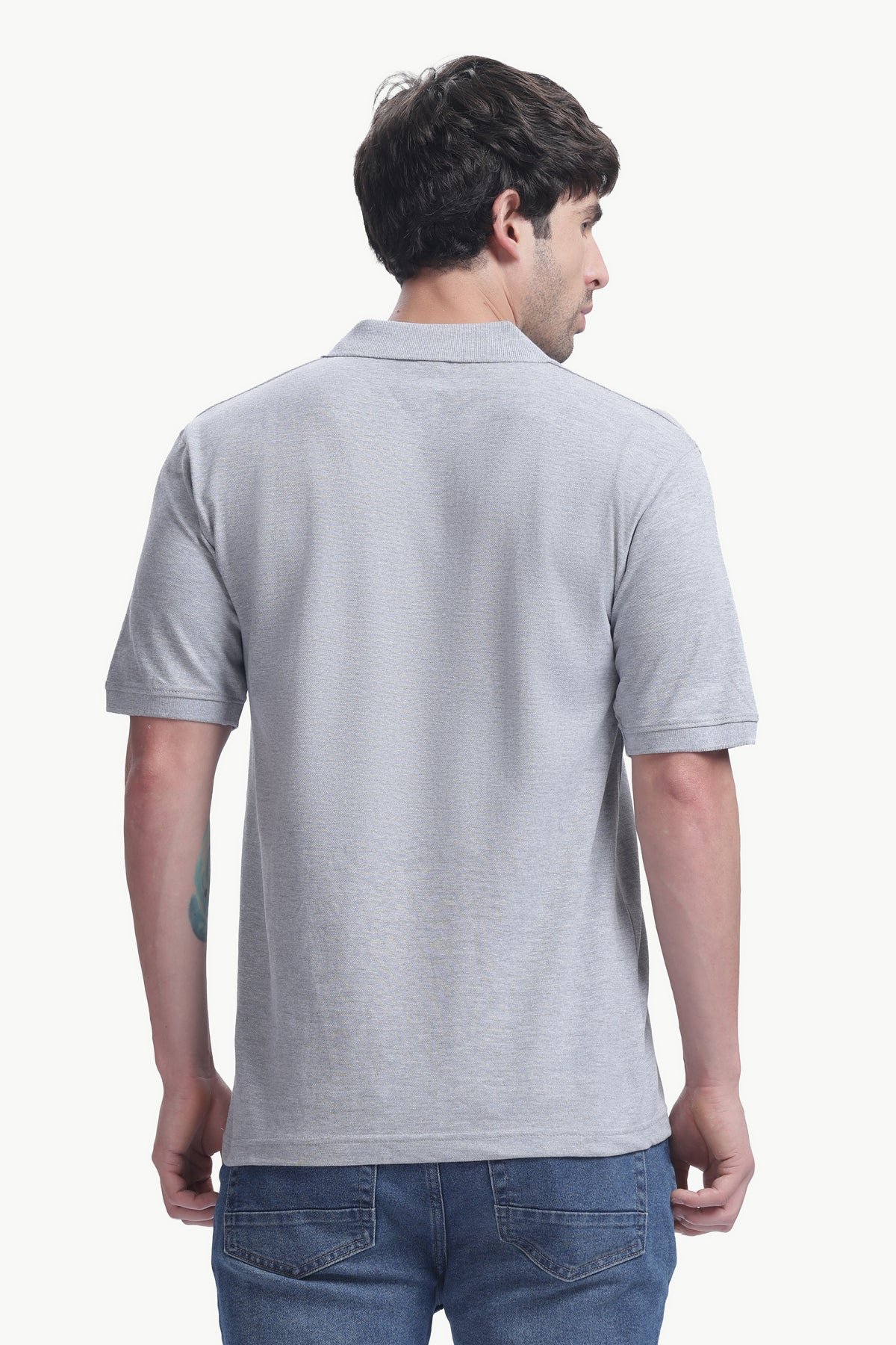 Premium Polo T-Shirt 220 GSM Cotton  Regular Fit  Polo Collar - GRAY MELANAGE