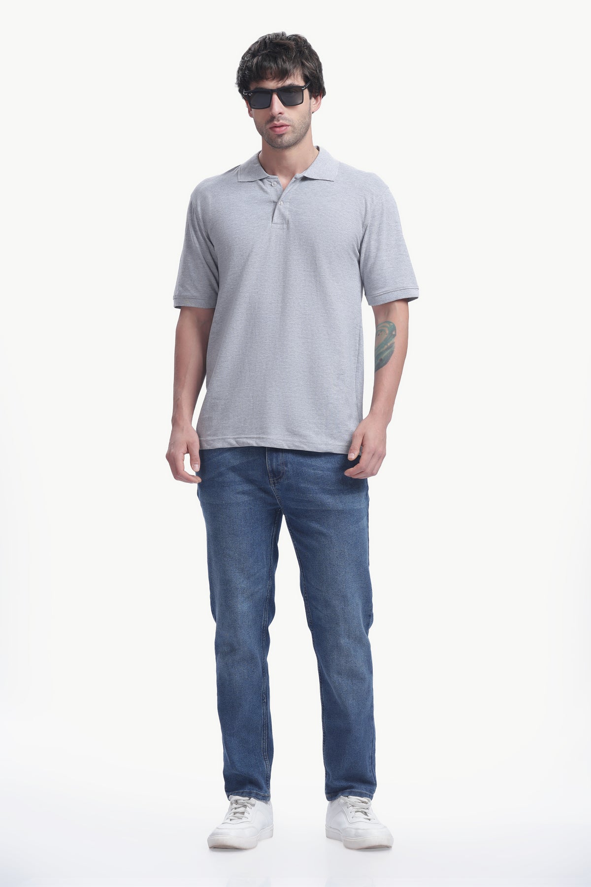 Premium Polo T-Shirt 220 GSM Cotton  Regular Fit  Polo Collar - GRAY MELANAGE