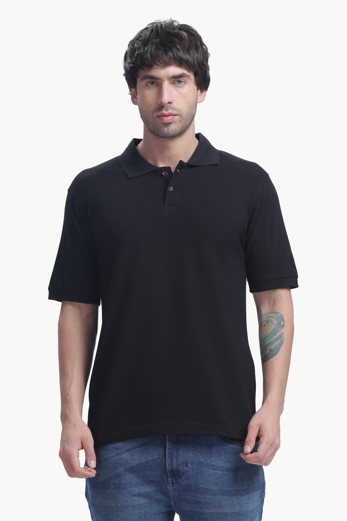 Premium Polo T-Shirt 220 GSM Cotton  Regular Fit  Polo Collar - BLACK