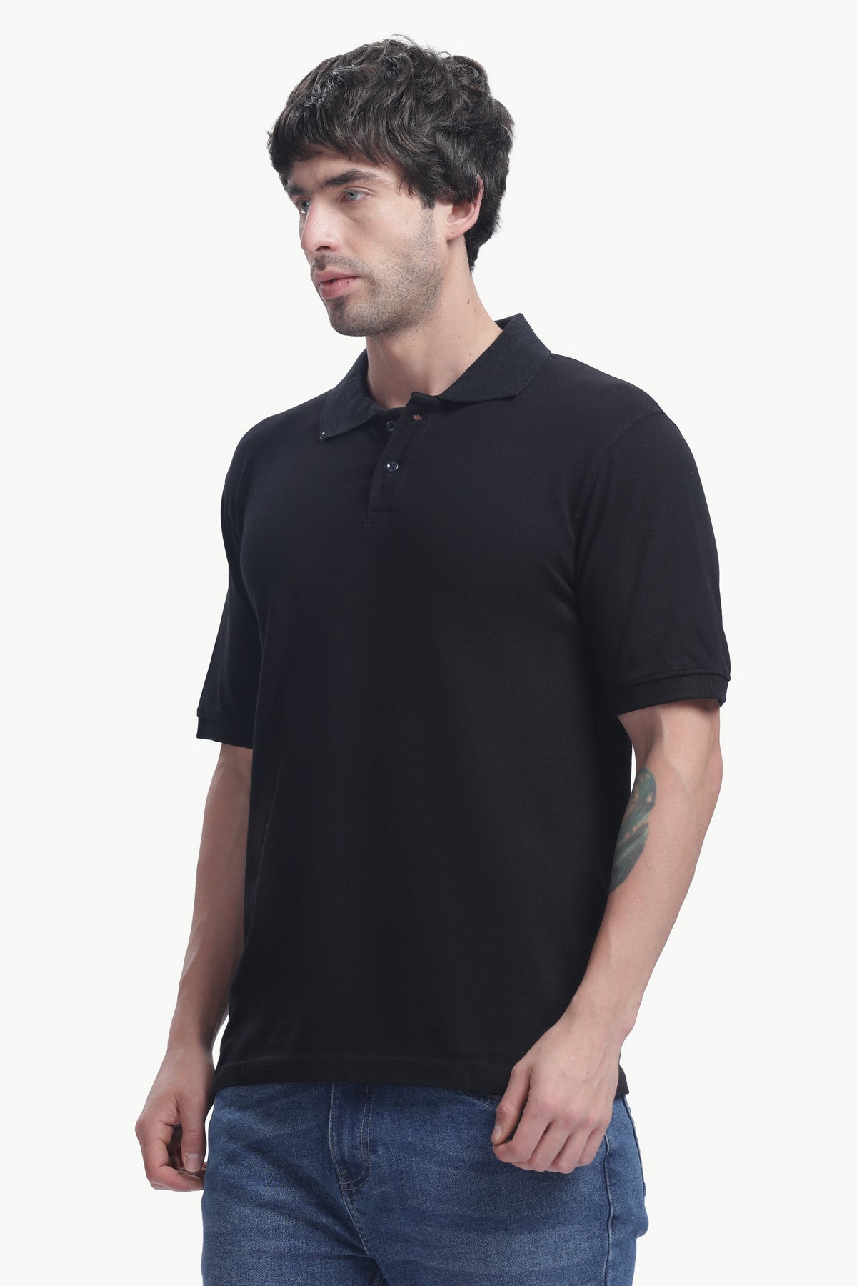 Premium Polo T-Shirt 220 GSM Cotton  Regular Fit  Polo Collar - BLACK