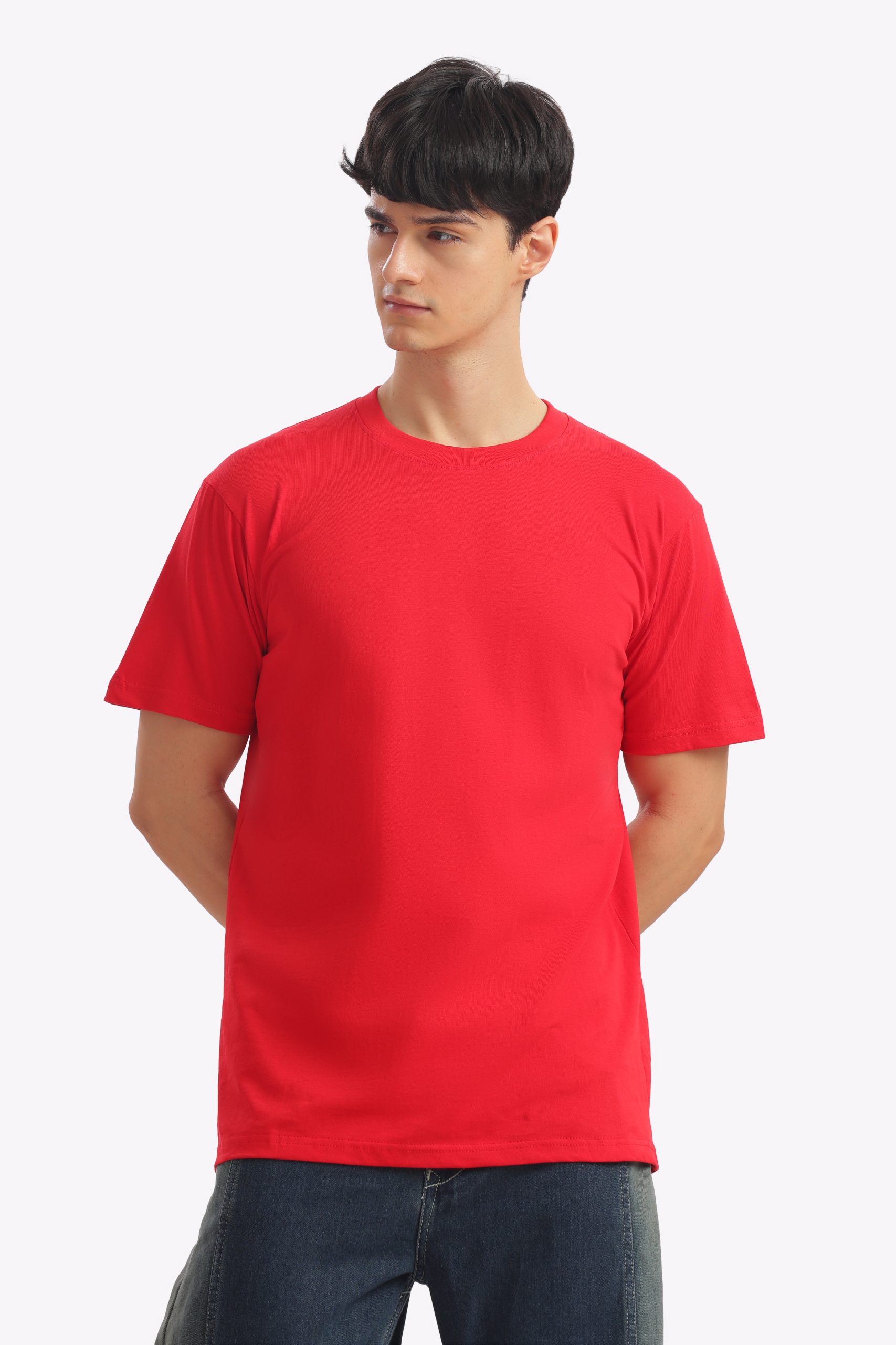 Regular Half Sleeve Plain T-Shirt (Red)