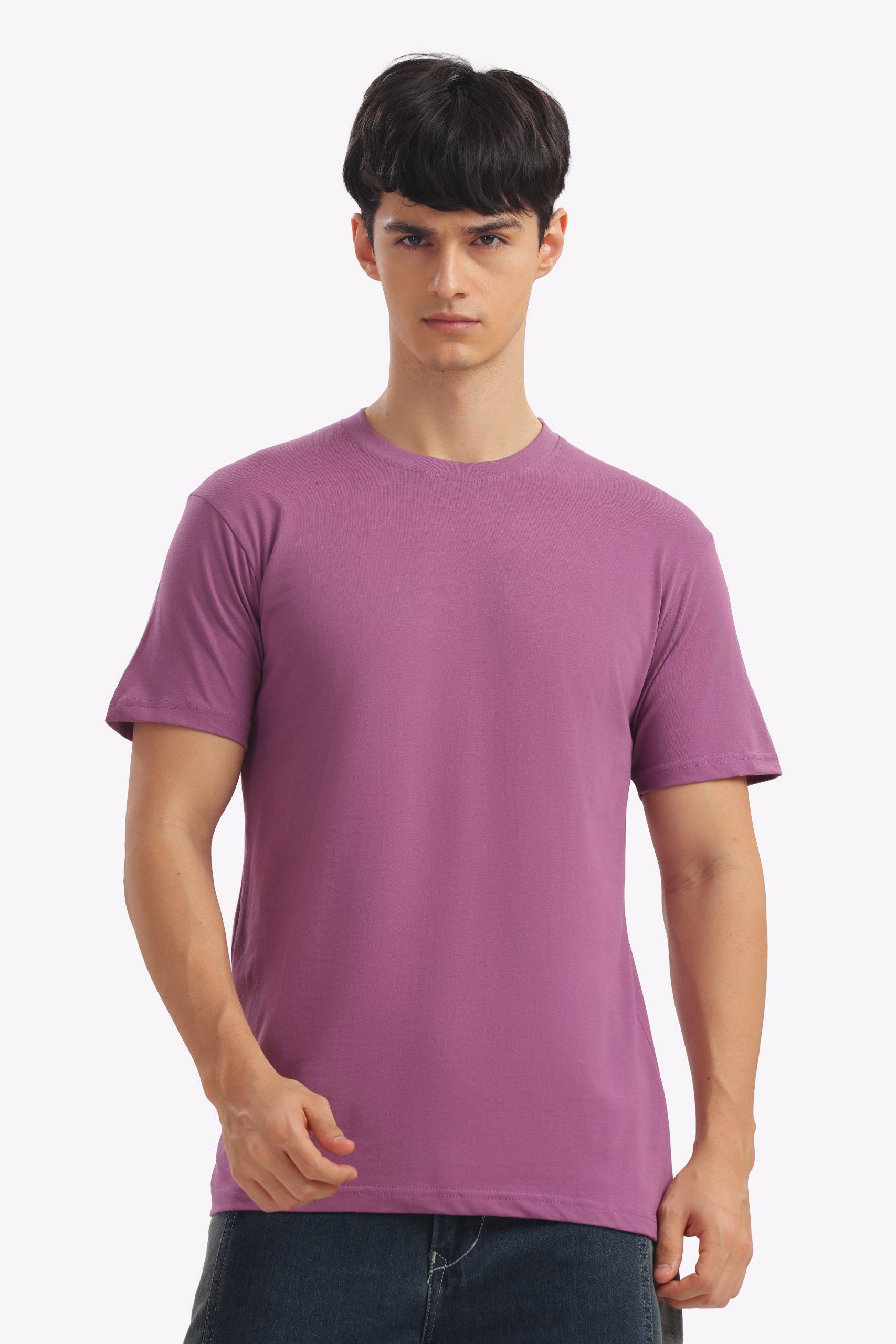 Regular Half Sleeve Plain T-Shirt (Lavender)