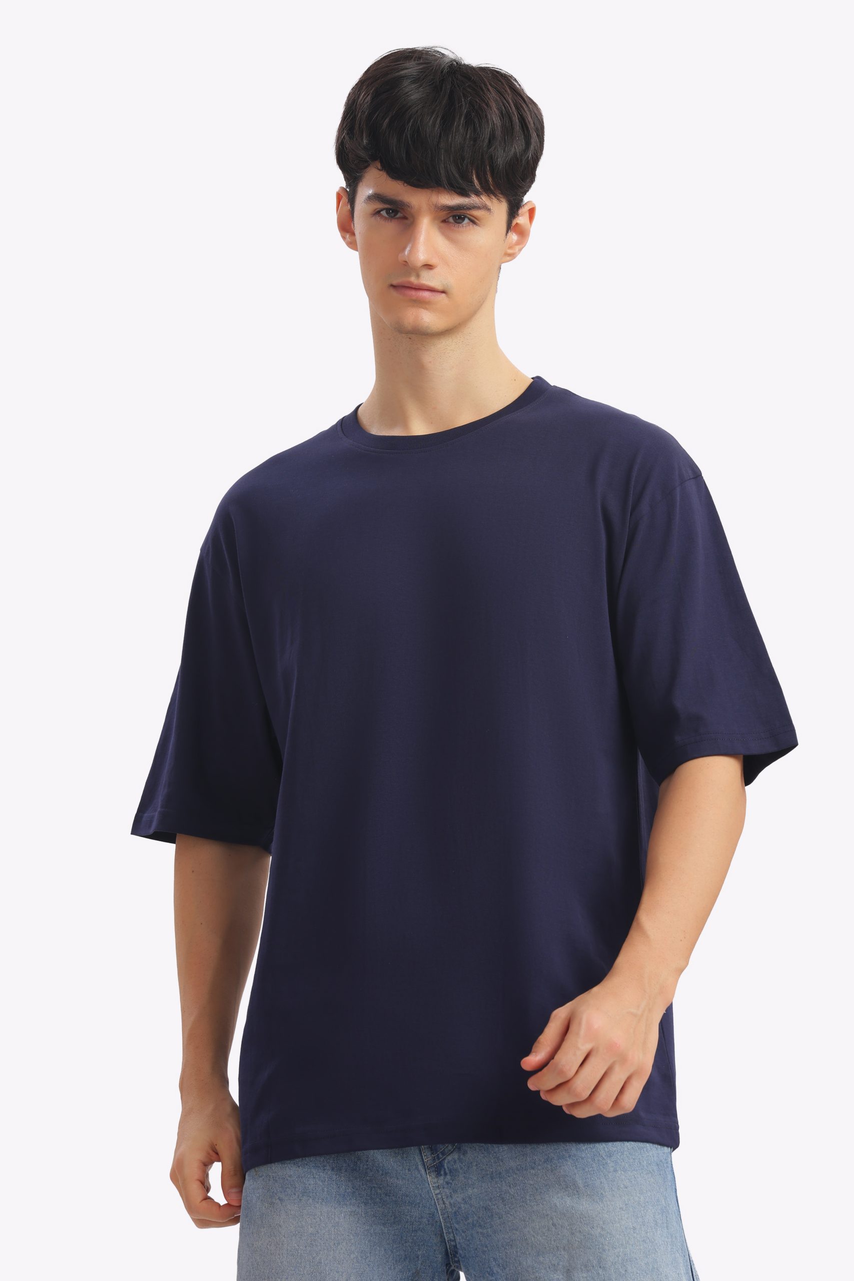 Oversized Cotton T-shirt (Navy)