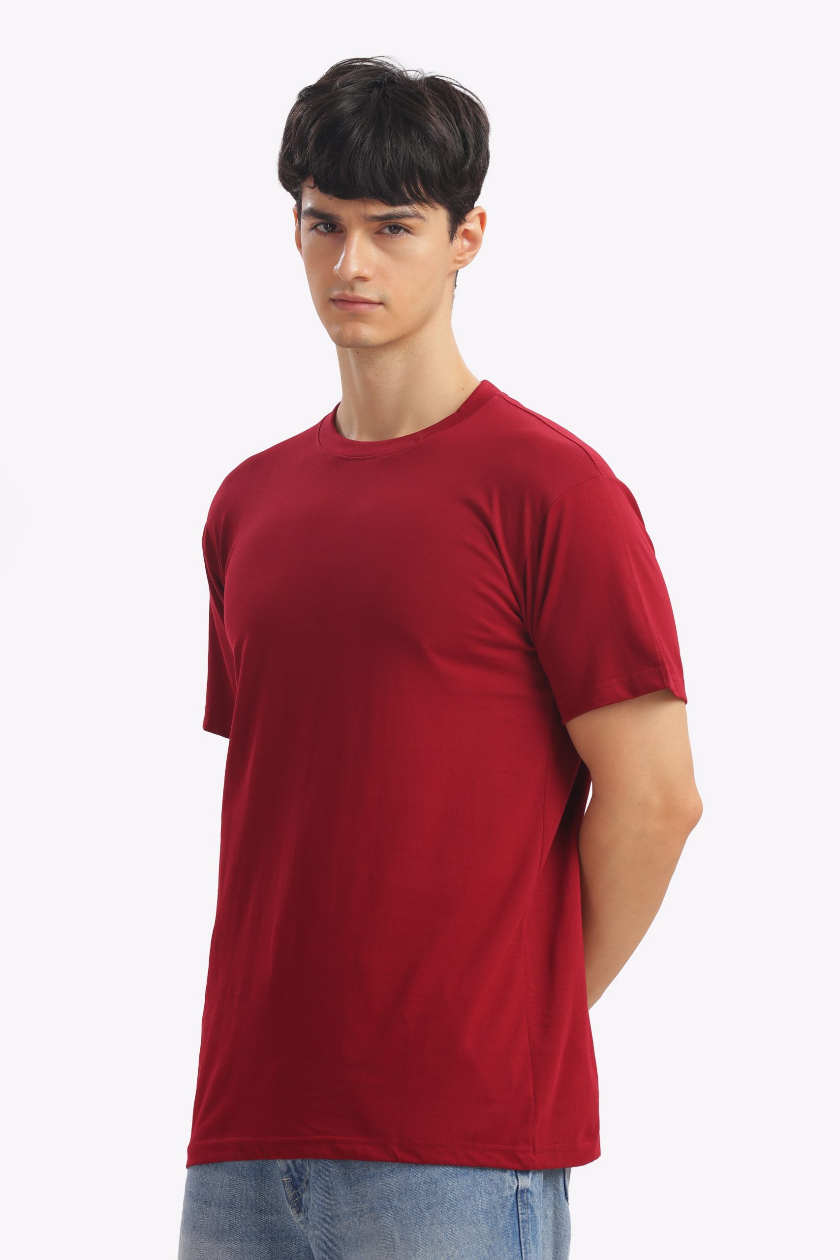 Regular Half Sleeve Plain T-Shirt (Marron)