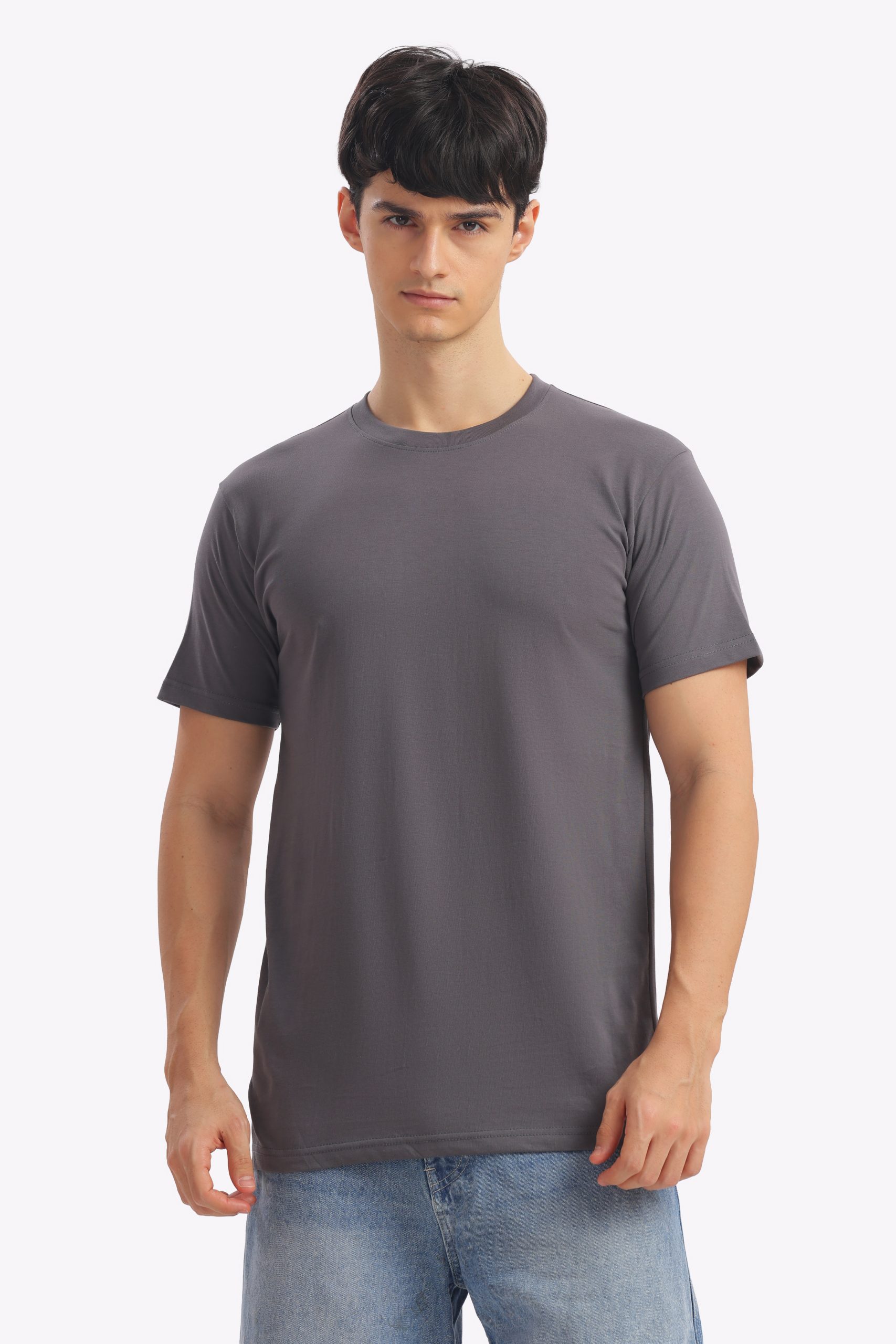 Regular Half Sleeve Plain T-Shirt (L.Gray)