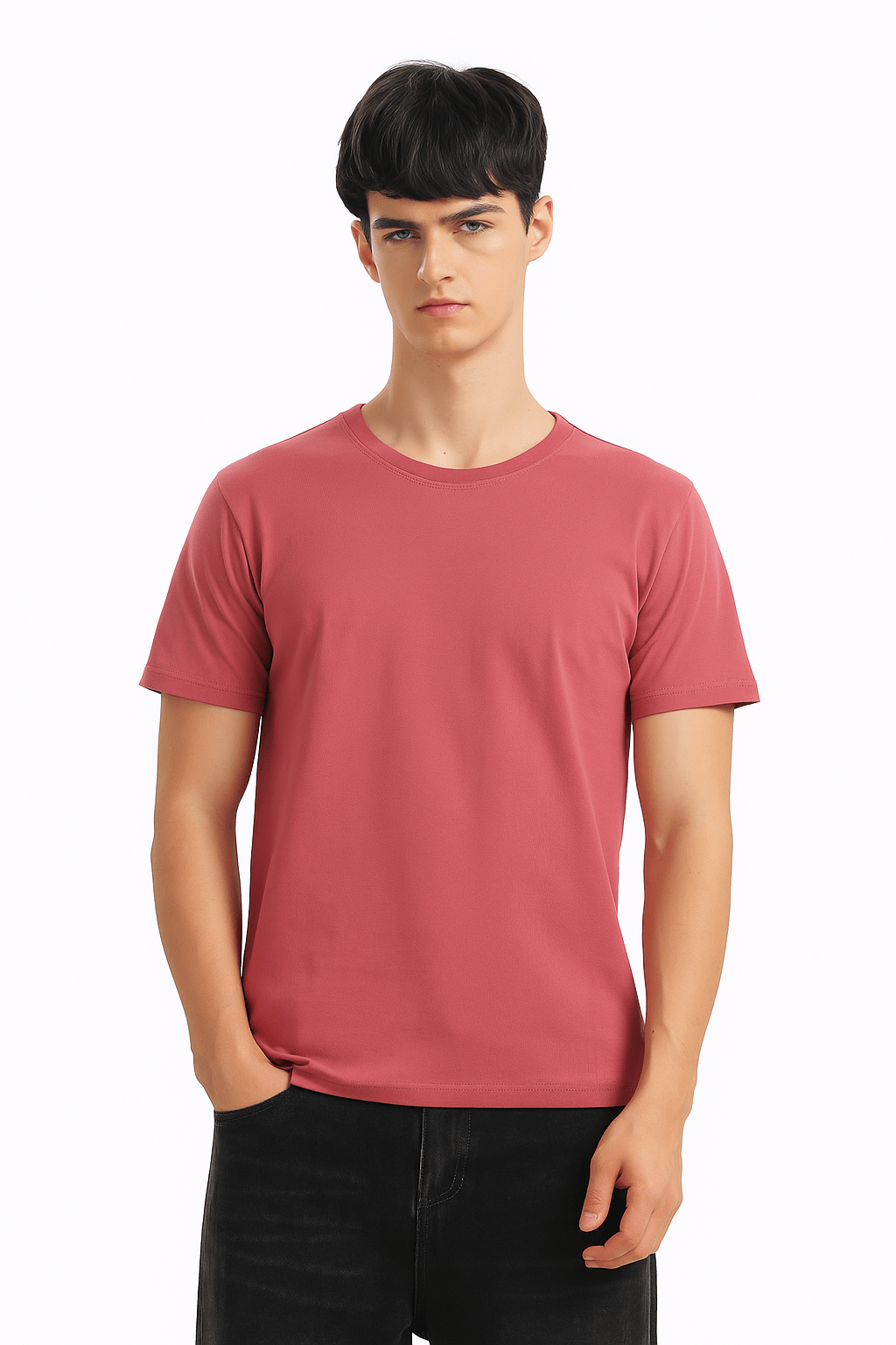 Regular Half Sleeve Plain T-Shirt (Onion Pink)