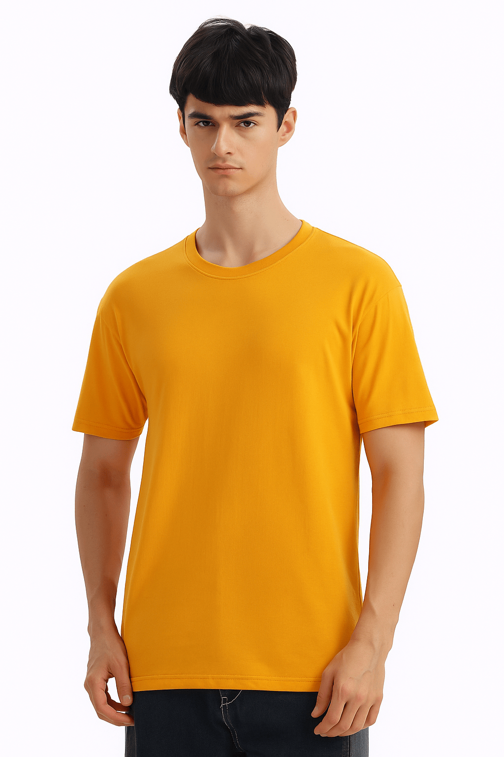 Regular Half Sleeve Plain T-Shirt (Mustard)