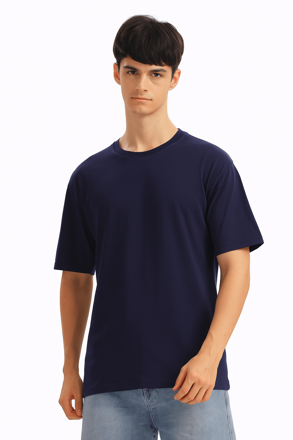 Regular Half Sleeve Plain T-Shirt (Navy)